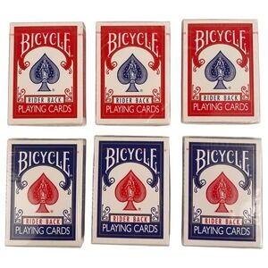 Bicycle Rider Back Playing Cards Poker 808 Red Blue Sealed Lot of 6 Decks B20Q